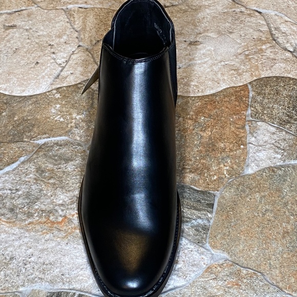 Terroni Men\'s Black Ankle Slip On Dress Boot-Synthetic Leather-Fashionable main image 4